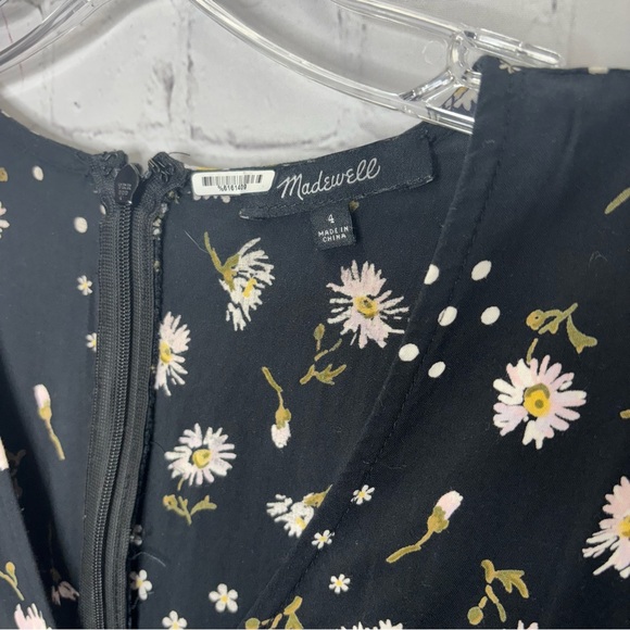 Madewell Puff-Sleeve Wrap-Front Midi Dress in Polka Daisies Size 4 - Picture 6 of 8